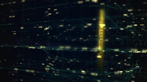 Bitcoin Crypto Coin Rotating in Digital Tech Network Background