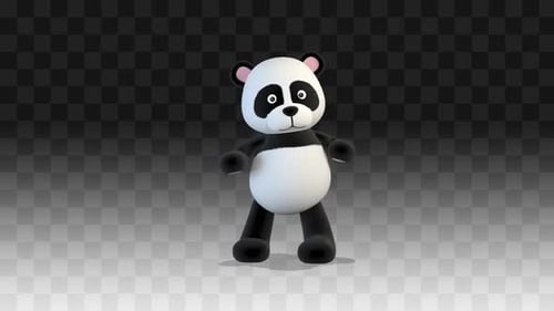 Cute 3D Animated Panda Character Waving Loop