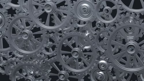 Interlocking Mechanical Gears Rotating Industrial System Background