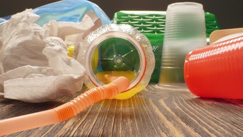 Close Up of Discarded Single Use Plastic Trash