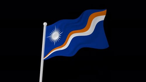 Marshall Islands Flag Waving on Black Background