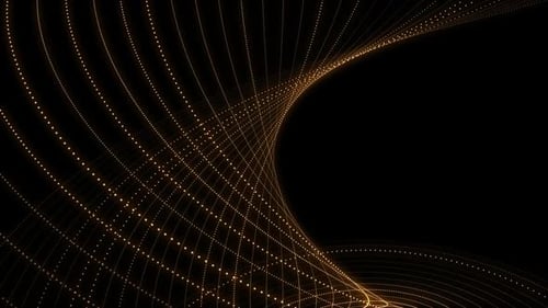 Elegant Flowing Golden Particle Lines Abstract Background Loop