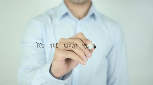 You Are What You Eat, Schrift auf transparentem Bildschirm