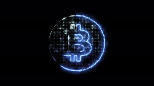 Animated Glowing Bitcoin Symbol for Digital Finance