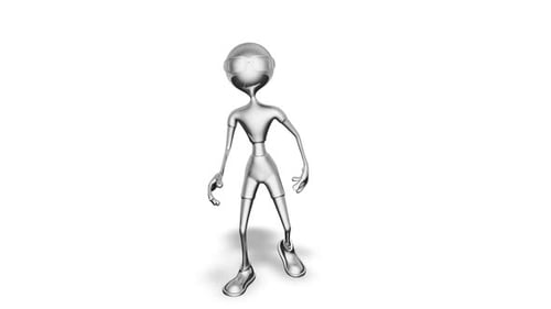 3D Silver Man Dance Looped on White