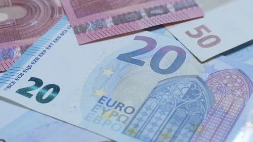 Close Up of Euro Banknotes
