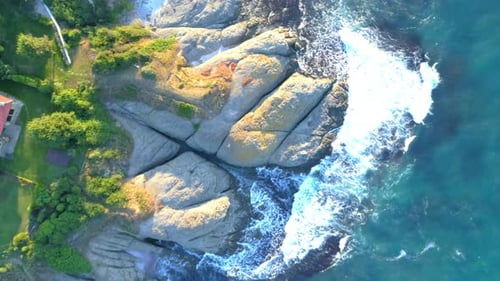 Dramatic Aerial View of Rocky Coastline