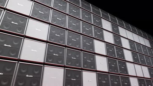 Animated Speaker Wall Reveals Pixelated PLAY Text