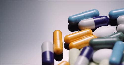 Pile of Colorful Pills and Capsules Close Up
