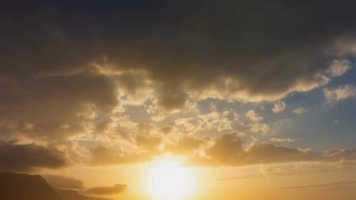 Sunset Clouds Moving Rapidly. Wonderful Natural Background Time Lapse in 1080
