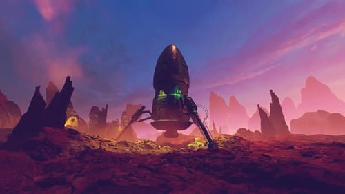 Rocket On The Surface Of A Fantastic Planet
