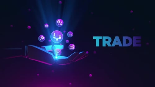 Futuristic Robotic Hand Displaying Digital Trade Finance Icons