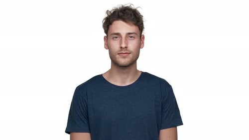 Smiling Young Adult Man Portrait on White Background