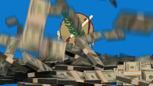 US-Dollar fallen vor der Flagge des Bundesstaates Oklahoma