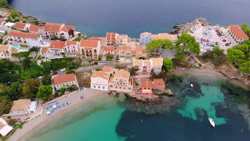 Top View Panorama of Greek City of Asos, Kefalonia
