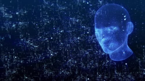 Futuristic Digital Wireframe Human Head Technology Background