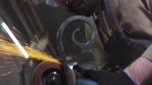 Blacksmith Using Polishing Machine