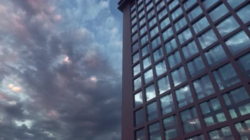 Beautiful Abstract Skyscraper Facade Moving Seamless Loop with Sky Reflections