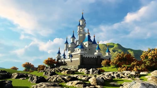 Royal Castle On Mountain Landscape