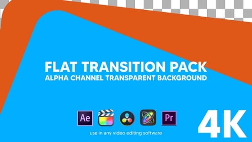 Flat Transition Pack alpha channel transparent background orange and sky blue color 4K