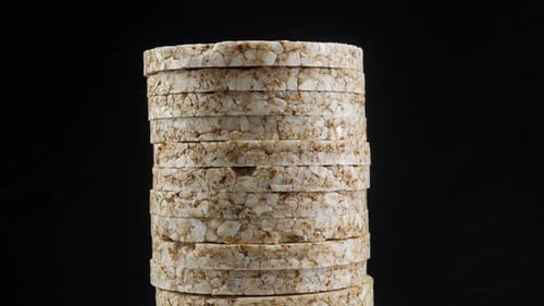 Dry Buckwheat crispbread round stack close up texture