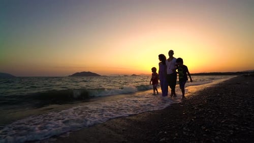 Walking Family Sunset