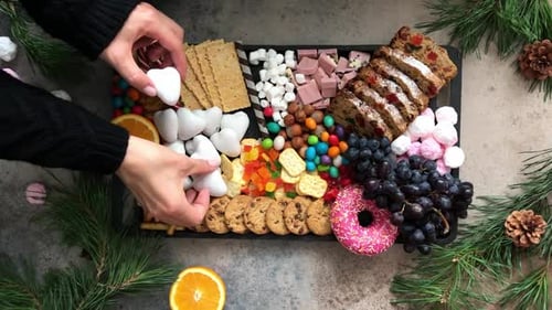 Festive Confectionery Board Being Arranged for Holiday