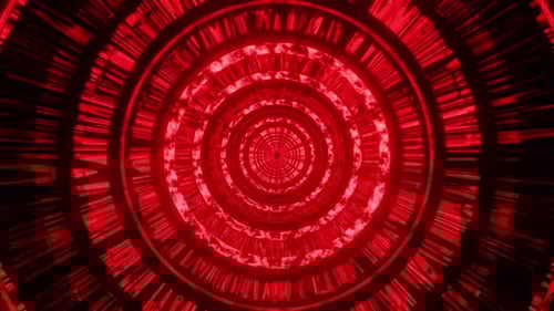 Newest Hell Red With Mirrored Walls Circle Tunnel Vj Loop Background 4K