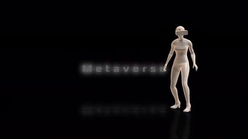 Digital Metaverse Exploration with Female VR User and Glitch