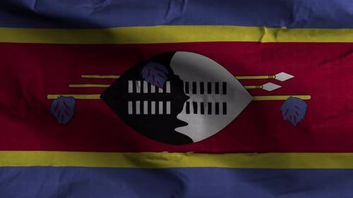 Eswatini Flag Waving with Realistic Fabric Texture