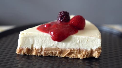 Close Up of Delicious Cheesecake with Berries
