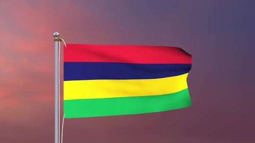 Mauritius National Flag Waving in Realistic 3D Animation