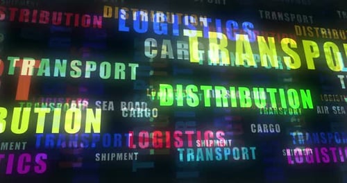 Transport logistics and distribution text loop abstract concept