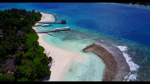 Aerial view travel of paradise sea view beach wildlife by blue sea with white sand background of a d