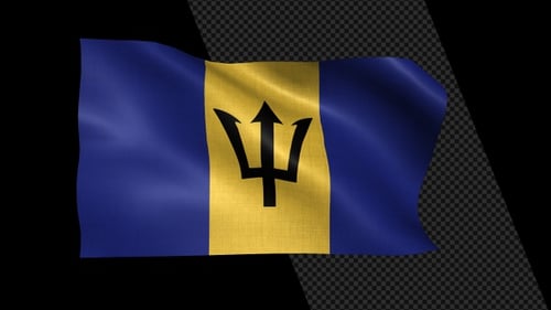Waving Barbados Flag Animation with Alpha Channel