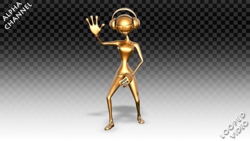 3D Gold Woman - Cartoon Break Dance