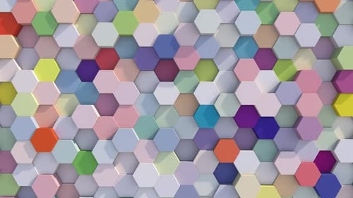 Colorful Hexagon Tiles Morphing Wall Motion Background