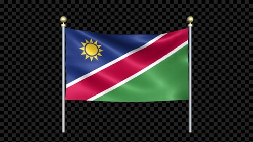 Namibia National Flag Waving Loop with Alpha Channel