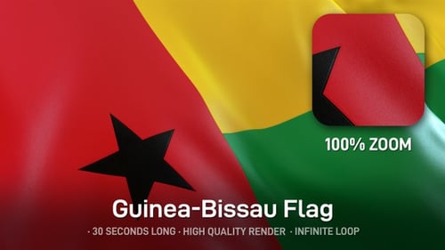 Guinea-Bissau Flag Waving in Slow Motion Seamless Loop