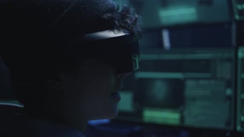 Single Subject Wearing Futuristic VR Headset