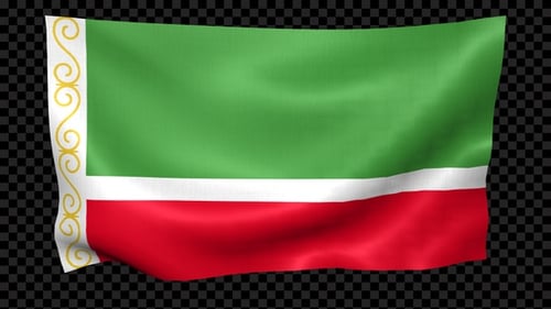 Waving Flag Animation with Green, Red Stripes and Ornate Pattern