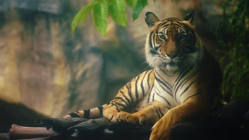 bengal tiger resting in the forest