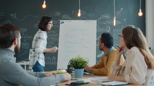 Business Team Meeting in Modern Creative Office