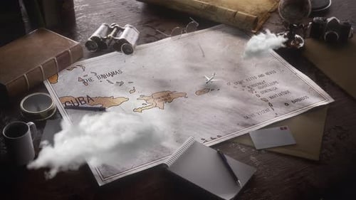 Vintage Travel World Map Country Dominic Location