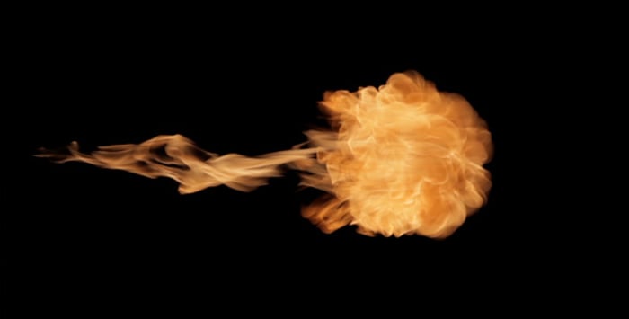 Intense Zooming Ball of Orange Fire on Black, Nature Stock Footage ft ...