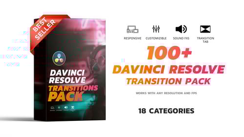 100+ Dynamic Seamless Transitions Pack for DaVinci Resolve | Edit Page & Fusion Ready