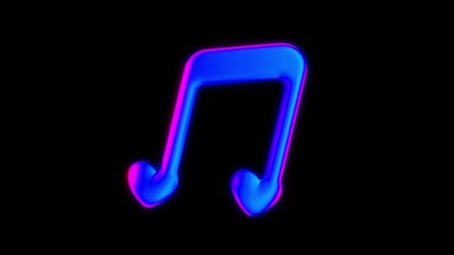 Music Note Icon Flying Psychedelic 3D Animation for Colorful NFT
