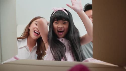 Happy Family Opening Birthday Gift Box