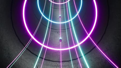 Glow Multiple Lines Tunnel 4K