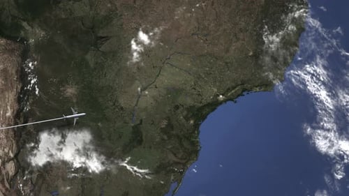 Route of a Commercial Plane Flying To Sao Paulo Brazil